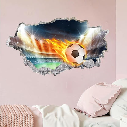 Sports Wall Stickers, Soccer Wall Stickers, 3D Soccer Wall Decal for Living Room, Bedroom, Kids Room, Home Decoration (T0415)