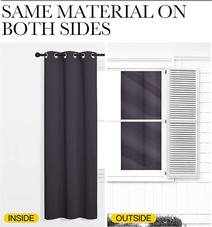 NICETOWN Small Window Blackout Curtains, Home Decoration Thermal Insulated Solid Ring Top Blackout Curtains/Drapes for Bedroom(Greyish Purple, Set of 2, 42 x 63 Inch)