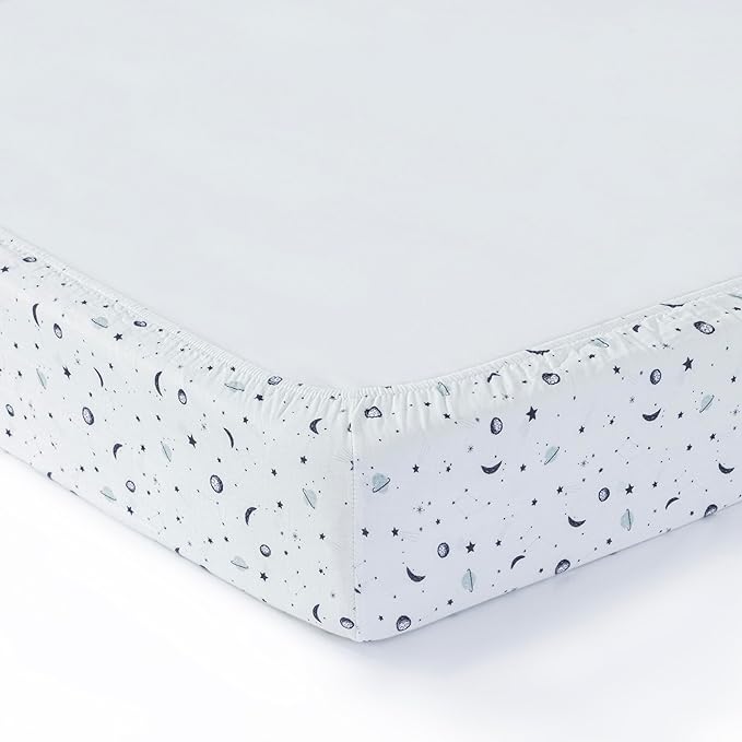 100% Cotton Muslin crib sheets for Boys and Toddler, Soft and Breathable, crib sheets girl Snug Fit, Machine Washable, Multiple Colors, Planets Muslin Size 28"x52"x9"