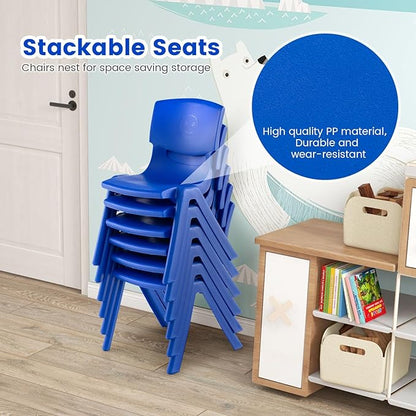 24" L x 24" W Kids Table and 4 Chairs Set, 1-8 Year Old Toddler Activity Craft Table for Toddlers Home, Nursery, Classrooms - Blue