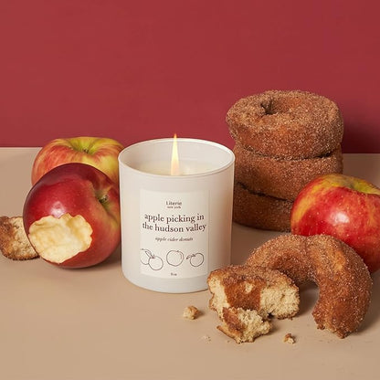 NYC Inspired Scented Candle: Apple Picking in The Hudson Valley - Apple Cider Donuts Scented, 9oz, 50 Hour Burn, Vegan Soy & Coconut Blend Candle for Home Decor, Gift for Women & Men