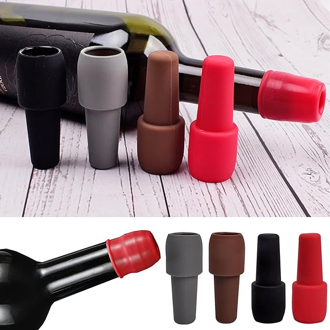 4 PCS Wine Stoppers for Wine Bottles Reusable Sparkling Wine Bottle Stopper Wine Bottle Stopper for Beer Champagne Prosecco Home Use