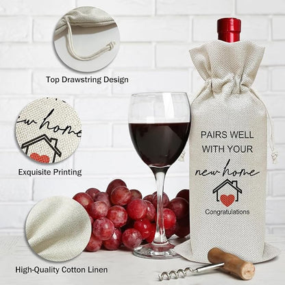 New Home Wine Bag, Housewarming Gift for Friends Family Member Sister Bestie Coworker, Wine Bag Party Favor Wine Champagne Gift Bag With Drawstring -29