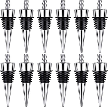 12 Pieces Metal Bottle Stopper 16 x 3/8 Blank Stainless Steel Wine Bottle Stopper Kit Reusable Wine Saver Corks Chrome Bottle Stopper Set Hardware for Wedding Wine Party Bar Turning