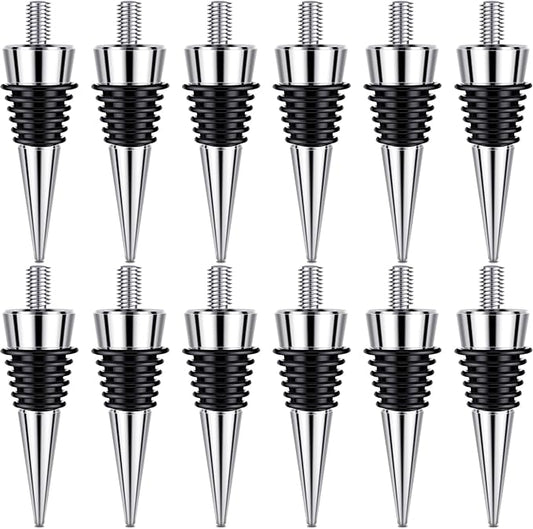 12 Pieces Metal Bottle Stopper 16 x 3/8 Blank Stainless Steel Wine Bottle Stopper Kit Reusable Wine Saver Corks Chrome Bottle Stopper Set Hardware for Wedding Wine Party Bar Turning