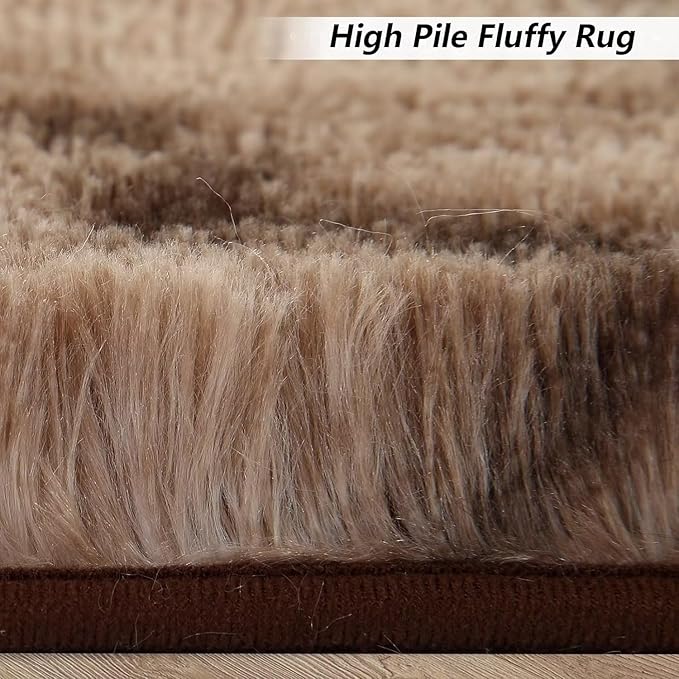 10x13 Feet Shag Area Rugs Large Shaggy Fluffy Bedroom Carpet Soft Plush Throw Rugs for Nursery Kids Room Extra Large Fuzzy Furry Rug for Gilrs Boys Room Living Room Decor,Tie Dye Brown