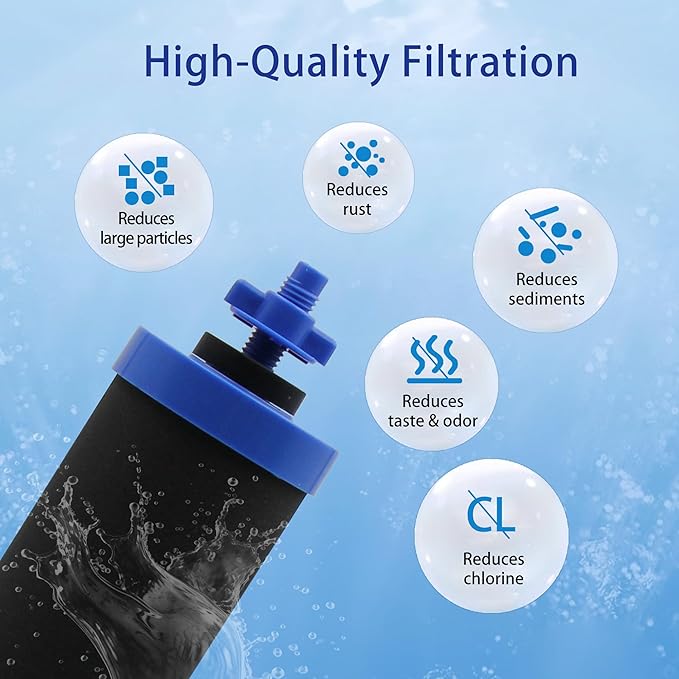 [New Upgraded] Renami 0.01μm Ultra-Filtration Gravity Water Filter Replacement for BB9-2® Black Activated Carbon Filters, Compatible with Berkey® Travel, Large, Royal, Crown Series, Pack of 2