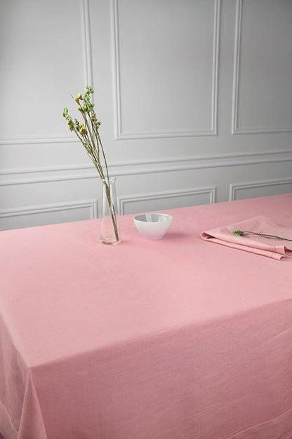 D'Moksha Homes Linen Tablecloth 60 x 60 Inch - 100% Pure Linen Dusty Pink Tablecloth - Machine Washable Dining Table Throw - Dusty Pink Tablecloth for Square Tables