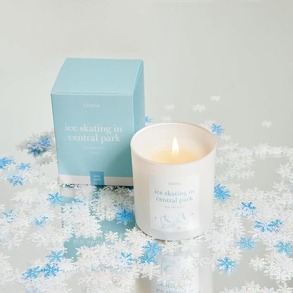 NYC Inspired Scented Candle: Ice Skating in Central Park - Hot Chocolate Scent, 9oz, 50 Hour Burn, Vegan Soy & Coconut Blend Candle for Home Decor, Gift for Women & Men