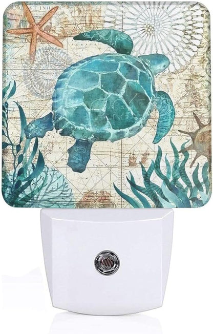 Sea Turtle Night Light Plug into Wall Decorative Plug in LED Nightlight Auto Sensor Dusk to Dawn Decor Lamp for Kids Bedroom Bathroom Kitchen Hallway Stairs Home