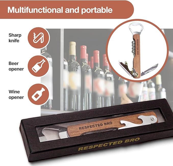 Wooden Manual Can and Wine Opener, Multifunctional Bottle and Can Opener, Durable Wood Handle, Ideal Kitchen Tool for Home and Bar