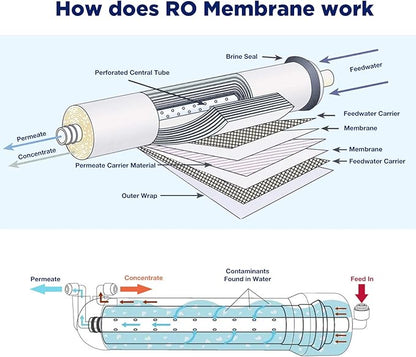 150 GPD RO Membrane with Housing Set, Reverse Osmosis Membrane and 1812/2012 Housing for Maple Syrup DIY and Aquarium Water Systems (4 Pack)