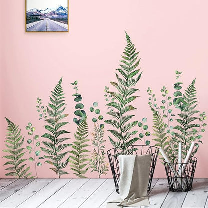 Amaonm Removable Fresh Plants Vine Leaf Wall Sticker DIY Peel and Stick Green Leaves Wall Decals Home Decor for Kids Girls Boys Babys Bedroom Living Room Nursery Classroom Playroom Wall Corner Bathroom Background Decoration