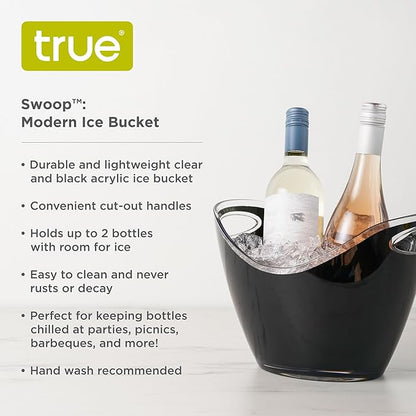 True Modern Wine & Champagne Bucket Black Ice Beverage Tub Indoor & Outdoor Home Kitchen Drink Bucket, Party Tubs for Drinks, 2 Bottles Capacity, Champagne & Wine Chiller Bucket