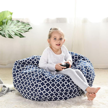 YuppieLife Kids Storage Bean Bag Cover（No Filling）Toy Organizer|Carrying Handle Sofa|Available for Kids and Teenager|Cuddle Chair|Machine Washable and Durable（27“,Leaf Clover）