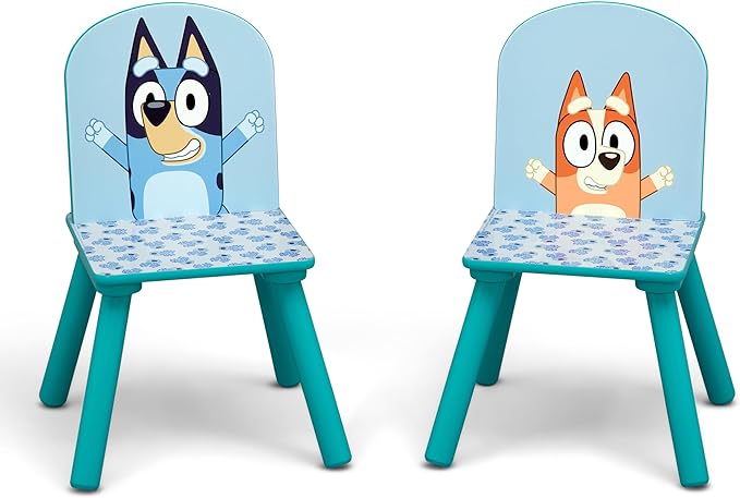 Delta Children Bluey Kids Table and Chair Set with Storage (2 Chairs Included) - Greenguard Gold Certified - Ideal for Arts & Crafts, Snack Time, Homeschooling, Homework & More, Blue