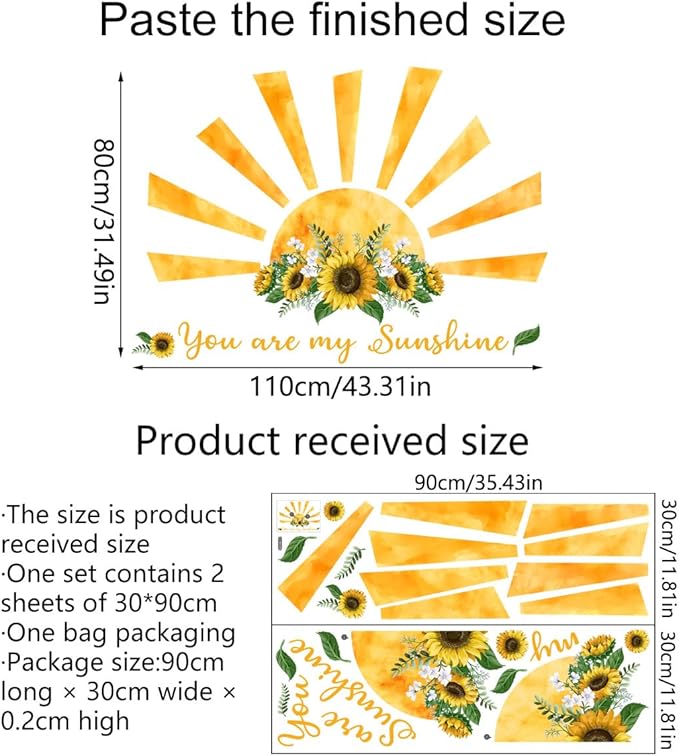 Sunflower Wall Decals - Stylish Sun and Flower Stickers for Home Decor (Set of 2)