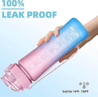 15oz Kids Sports Water Bottles for School with Straw Lid (Pink Blue)