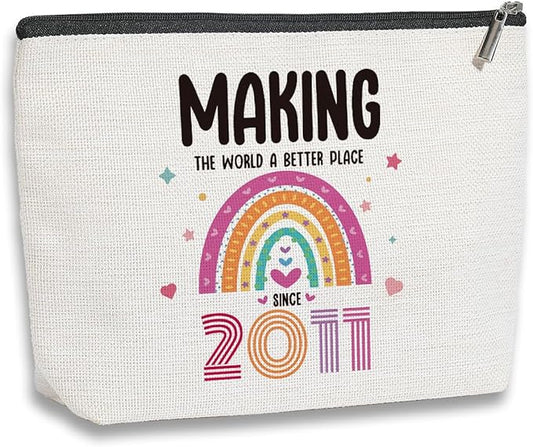 13rd Birthday Gifts for Girls, 13 Years Old Birthday Gifts Makeup Bag for Friend, Sister, Daughter, Her, Travel Toiletry Makeup Organizer Zipper Pouch - Making The World a Better Place Since 2011