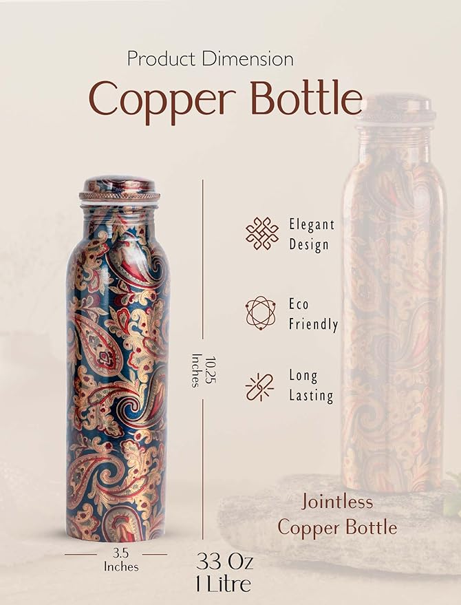 100% Copper Water Bottle, 1 Liter Water Bottle, Copper Water Bottle For Drinking, Copper Bottle, Water Bottles, Water Storage, Drinking Water Bottles, Water Bottles For Women, Water Bottles For Men