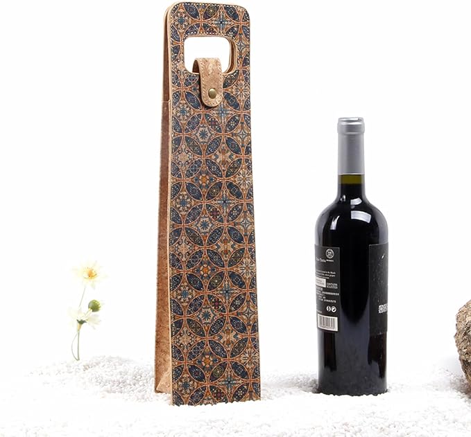 1 Bottle Wine Gift Bag, Reusable Cork Wine Tote Carrier, Champagne Beer Gift Bags for Picnic Beach Party Travel -Good Gifts for Wine Lover