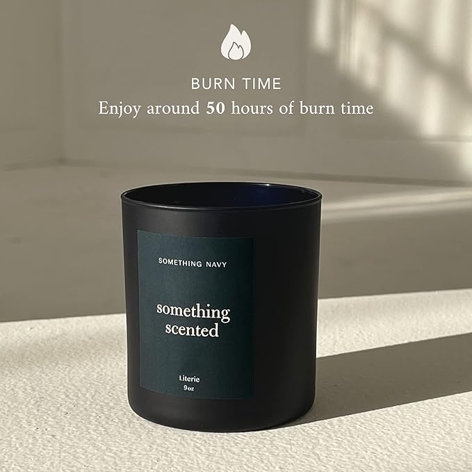 NYC Inspired Scented Candle: Something Scented (Something Navy) - Magnolia & Sandalwood Scent, 9oz, 50 Hour Burn, Vegan Soy & Coconut Blend Candle for Home Decor, Gift for Women & Men