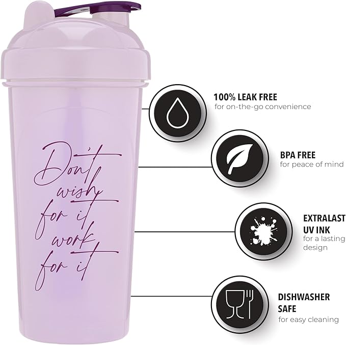 [2 Pack] 28oz Shaker Bottle with Motivational Quotes (Rose &Lavender) | Protein Shaker Bottle with Mixer Agitators | Blender Shaker Bottle for Protein Mixes Pack is BPA Free and Dishwasher Safe