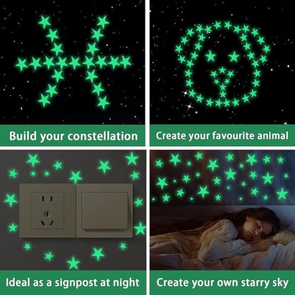 174PCS Ceiling Stars Glow in the Dark, Wall Decals Decor Ceiling Stars Glow in the Dark Self-Adhesive Luminous Star Sticker Wall Stickers for Kids Bedding Room or Party Birthday Gift(173 Stars/1 Moon)