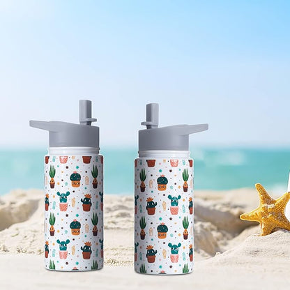 15oz Cactus Insulated Stainless Steel Water Bottle With Straw & Brush, Christmas Birthday Gifts for School - Hand Wash Only