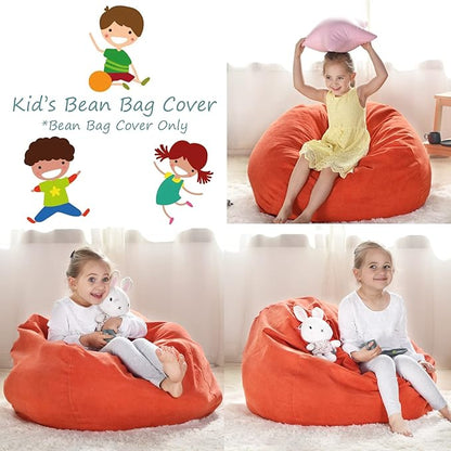 YuppieLife Kids Storage Bean Bag Cover（No Filling） Toy Organizer|Carrying Handle Sofa|Available for Kids and Teenager|Cuddle Chair|Machine Washable and Durable（27'',OrangeRed）