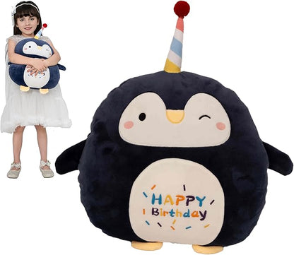 16 Inch Soft Penguin Plush Hugging Pillow Cute Birthday Penguin Stuffed Animal Plushies Toy Penguin Kids Stuffed Animals Penguin Happy Birthday Plush Toys for Birthday, Valentine, Christmas…