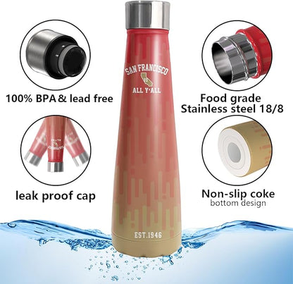 16oz San Francisco New Cola Bottle Insulated Water Bottle Stainless Steel Thermos Cup, Reusable Water Bottles Leak Proof Metal Sports Water Bottle, Keep Drinks Hot and Cold