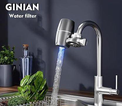 Water Filter for Sink Faucet Mount Filter Purifier System,UV Blue Light Household Kitchen Filter,New Leak-Proof Technology，Filters Over 60 substances, Gray…