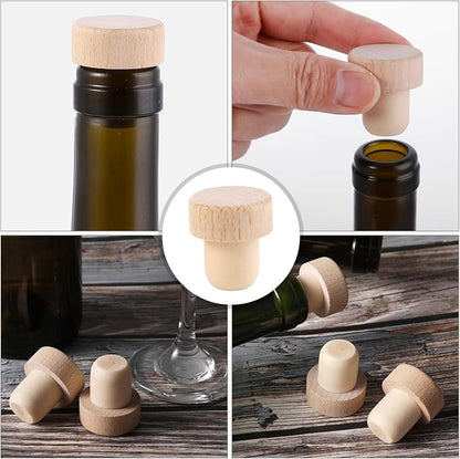 Prasacco 12 Pieces Wine Bottle Corks, T-Shape Wine Cork Stoppers Wooden Wine Stoppers for Wine Bottles Reusable Wine Corks Sealing Plug Bottle Stopper for Beer Wine Bottles DIY Craft Homemade