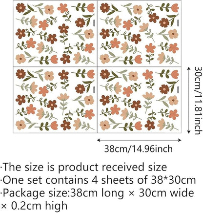 72pcs Flowers Wall Decals，Boho Flowers Wall Stickers，Wildflower Grass Wall Stickers，Removable Floral Wall Murals Peel and Stick Colorful Flower Wall Decor，Girls Bedroom Living Room Kitchen Wall Decor