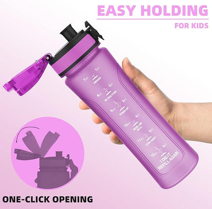 15oz Kids Sports Water Bottles for School with Spout Lid (Purple)