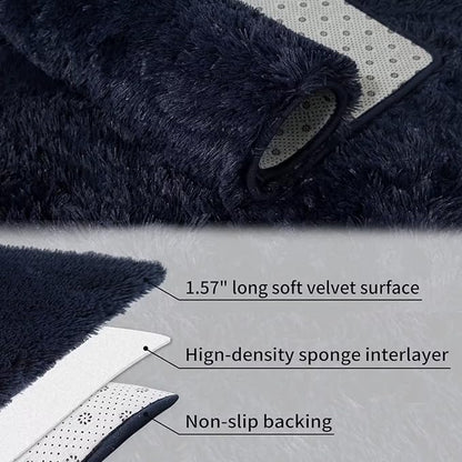 8 x 10 Large Area Rugs for Living Room, Super Soft Fluffy Modern Bedroom Carpet Rug Indoor Modern Plush Shaggy Floorcover Fuzzy Solid Home Decor Rug Non Slip Large Rug Kids' Room Nursery, Navy