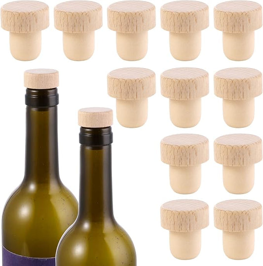 Prasacco 12 Pieces Wine Bottle Corks, T-Shape Wine Cork Stoppers Wooden Wine Stoppers for Wine Bottles Reusable Wine Corks Sealing Plug Bottle Stopper for Beer Wine Bottles DIY Craft Homemade