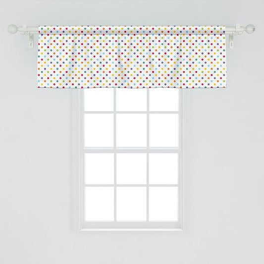 Ambesonne Abstract Window Valance, Colorful Polka Dots Round Circular Vintage Fashion Girls Feminine Design, Curtain Valance for Kitchen Bedroom Decor with Rod Pocket, 42" x 18", Multicolor