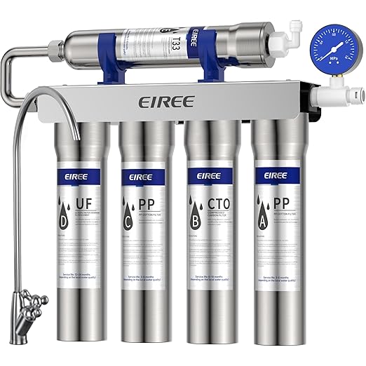 0.01μm Ultra Filtration Mineral Water Purifier Under Sink Water Filter NSF/ANSI 42 Certified Remove 99.99% of Contąminants、Pb Hg Cd、Cadmium、Chlorine、Odor、Bad,Water Filter System（5-Stage）