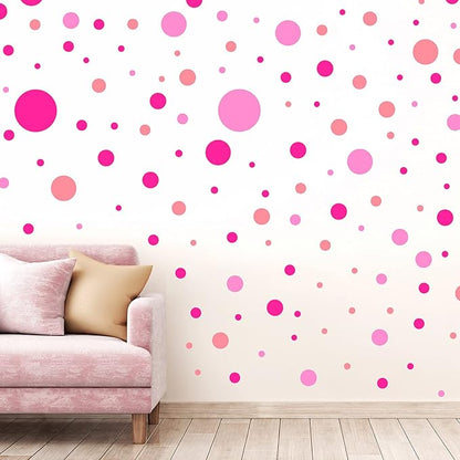 Zonon 264 Pieces Polka Dots Sticker Circle Wall Decal for Bedroom, Playroom Decor Removable Vinyl Stickers Dots Wall Decals(Pink Colors)