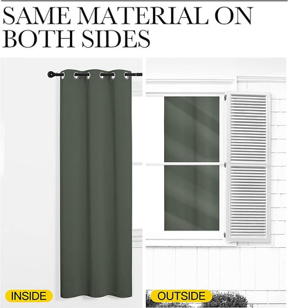 NICETOWN Blackout Curtain Panels, Home Decoration Thermal Insulated Solid Grommet Blackout Drape for Dining Room (Dark Mallard, 1 Pair, 42 by 68-Inch)