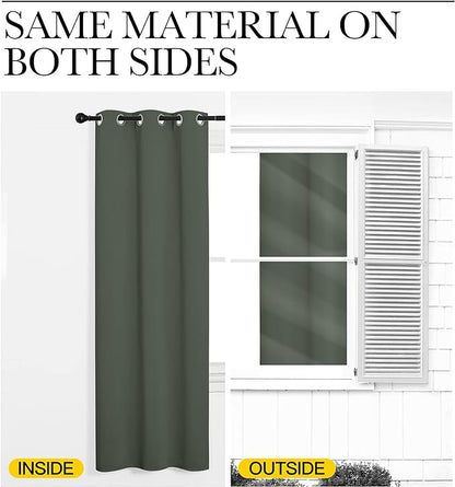 NICETOWN Blackout Curtain Panels, Home Decoration Thermal Insulated Solid Grommet Blackout Drape for Dining Room (Dark Mallard, 1 Pair, 42 by 50-Inch)