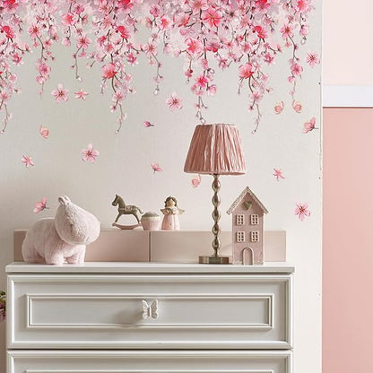 Pink Flower Wall Stickers - Elegant Home Decor, 30cm x 88cm Size