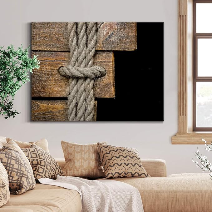 Renditions Gallery Canvas Nautical Wall Art Home Paintings & Prints Scary Closeup Knot Black & White Horror Modern Canvas Artwork Decorations for Bedroom Office Kitchen - 24"x36" LT33