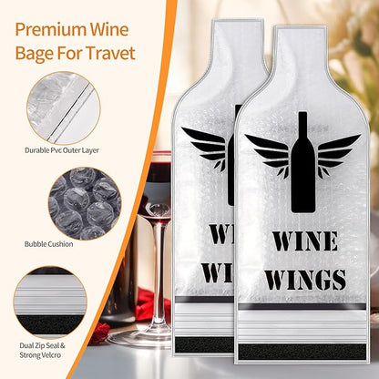 yhvoedy Wine Bags for Travel, Reusable Wine Bottle Travel Protector Bags, Airplane Car Cruise,Double Layer Leak Proof, wine bottle travel protector bags, Travel Wine Bags for Suitcase Luggage (6)