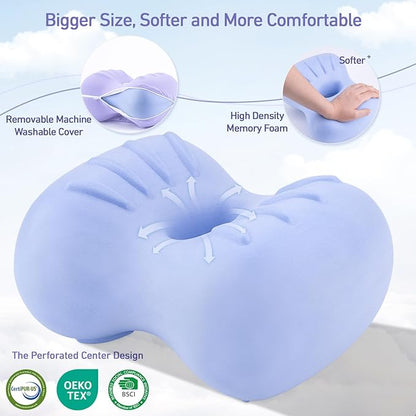 [Extra Large] Leg & Knee Pillow for Side Sleepers - Smooth Spine Alignment Pillow - Memory Foam Knee Pillows for Back Hip Pain, Spine Aligning, Sciatica, Surgery Recovery, Pregnancy (Purple)