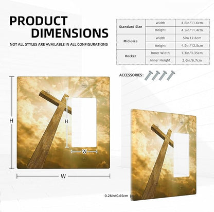 Christ Jesus Cross Sky Decorative Combo 1 Blank Single Rocker Light Switch Cover Wall Plate 2 Gang One Decora for Electrical Outlets Kitchen Living Room Bedroom Bathroom Home Novelty Decorate