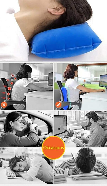 3 Pieces Inflatable Travel Pillows, Head Neck Lumbar Support, Trip Pillow for Airplane Car Bus Camping Hiking, Home Office Sleeping