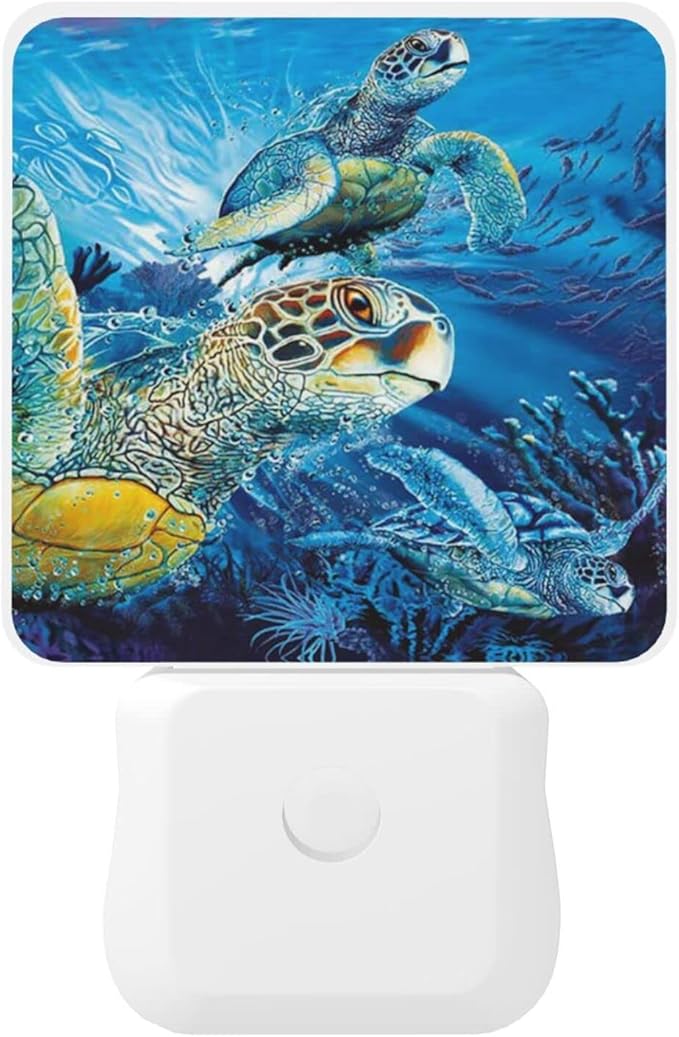 Sea Turtle Night Light for Kids Boys Plug into Wall Led Nightlight with Dusk to Dawn Sensor Compact Lamp Bedroom Bathroom Nursery Hallway Stairs Kitchen Home Decor